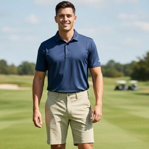 Express Men's 7” stretch Beige Flat Front Shorts